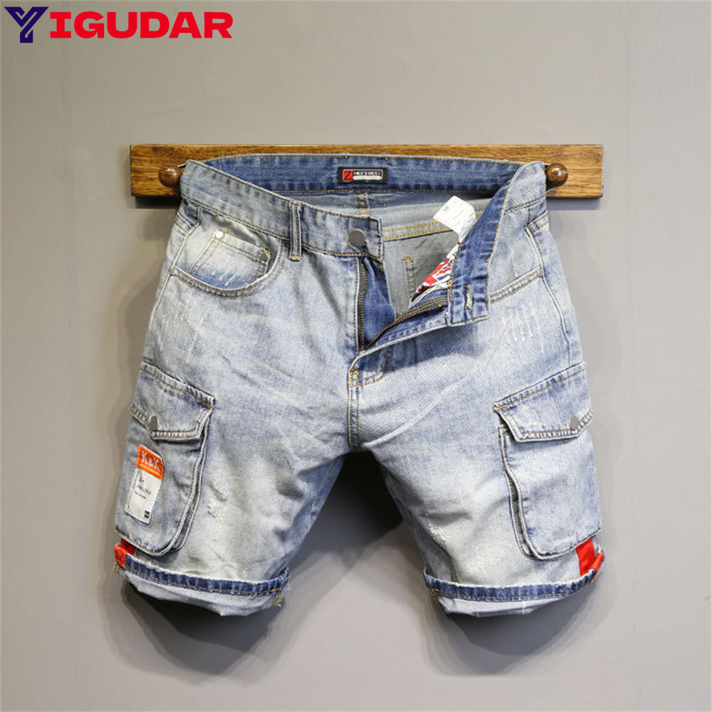 Fashion Brand Men Jeans Shorts - Streetwear Brand Denim ulasan dan harga