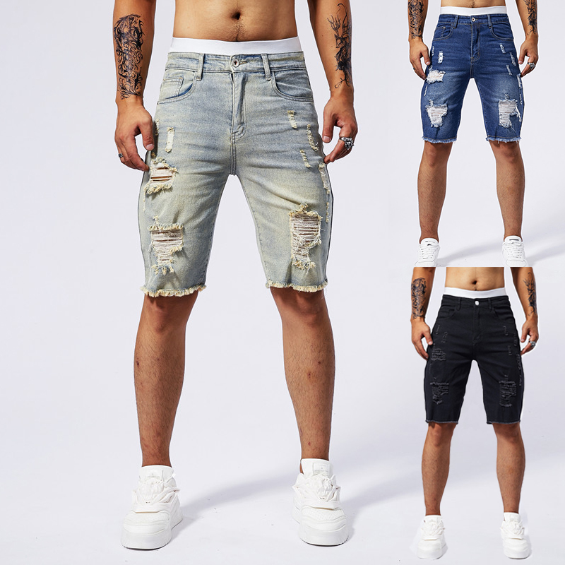 2025 Summer New Men's Ripped D - Streetwear Brand Denim ulasan dan harga
