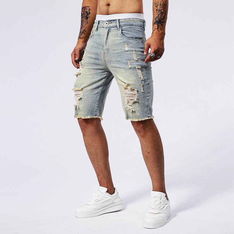 2025 Summer New Men's Ripped D - Streetwear Brand Denim ulasan dan harga