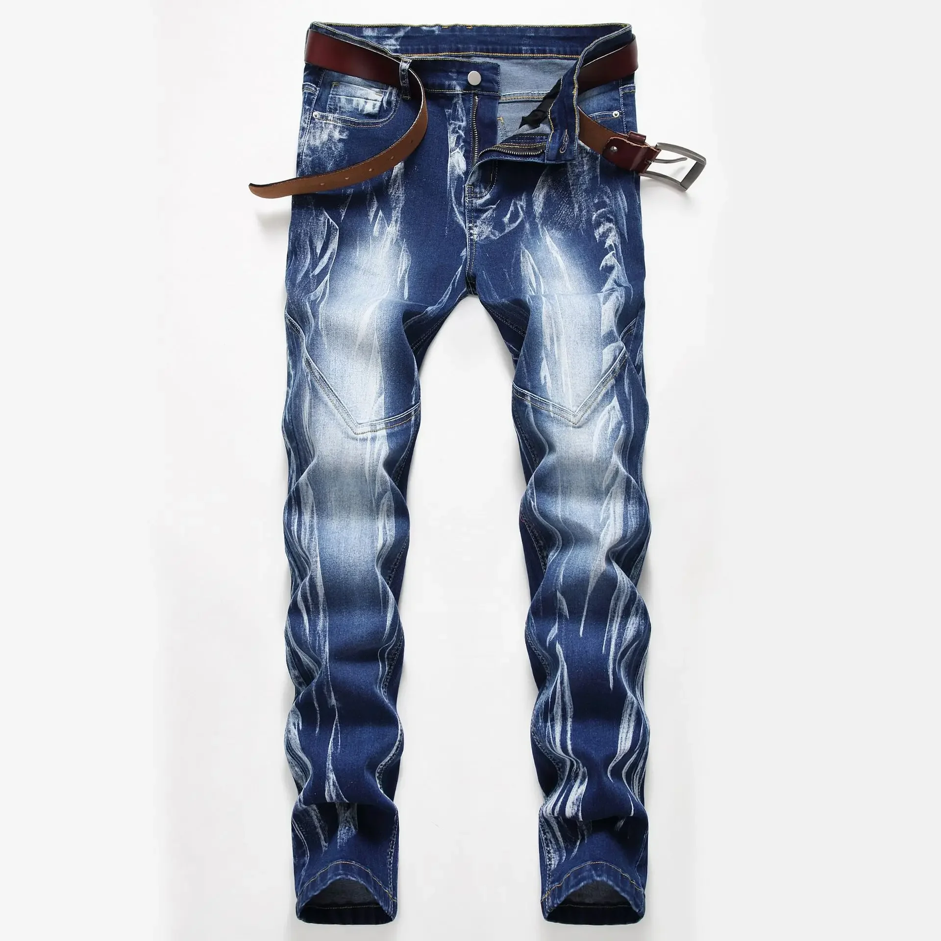 Fashion Print Men's Elasticity - Streetwear Brand Denim ulasan dan harga