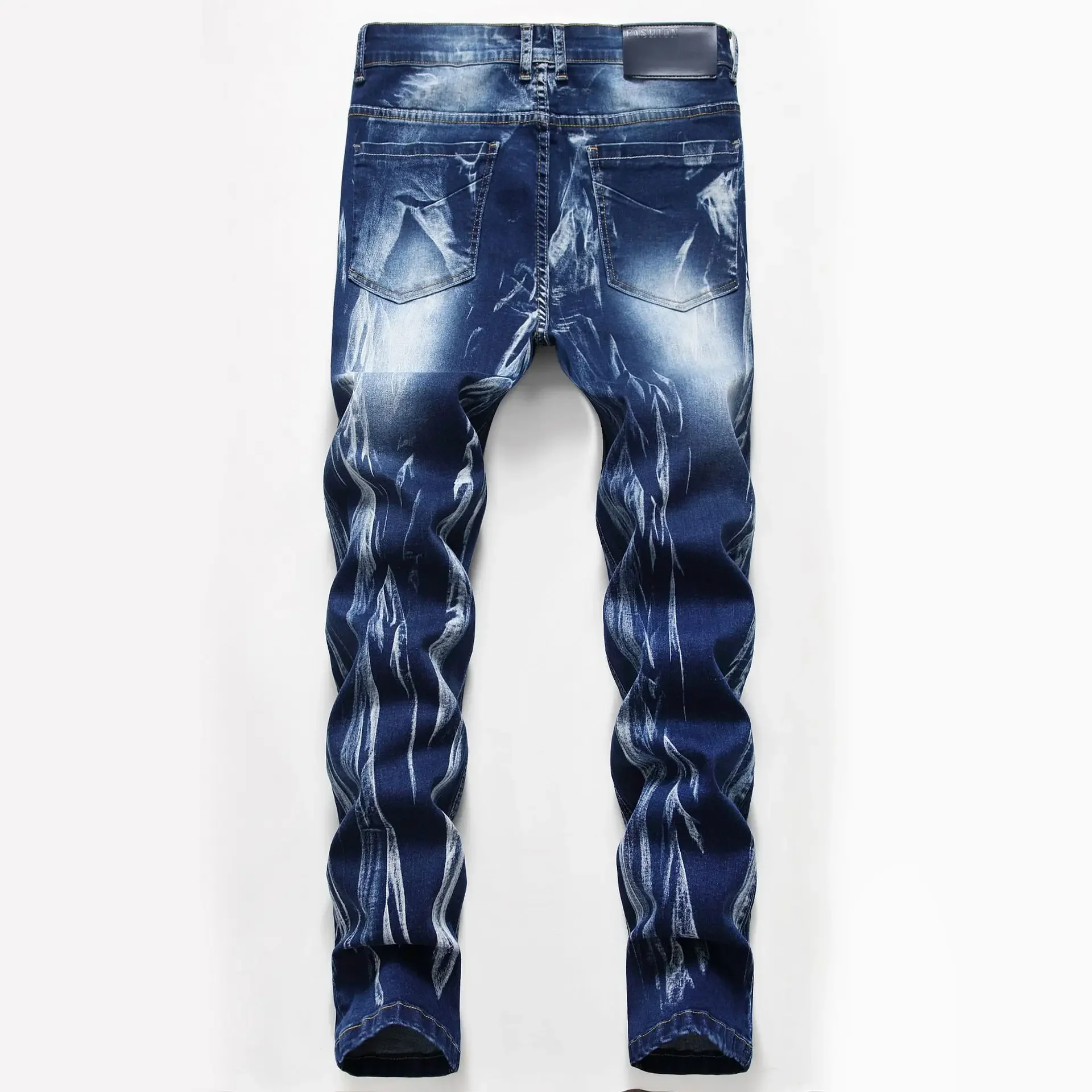Fashion Print Men's Elasticity - Streetwear Brand Denim ulasan dan harga