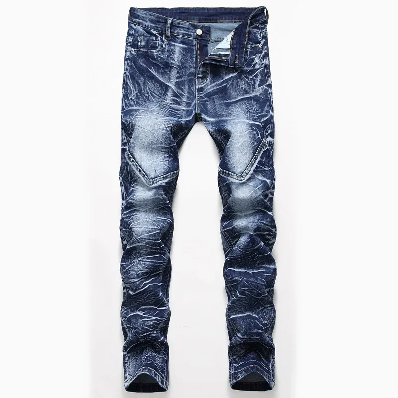Fashion Print Men's Elasticity - Streetwear Brand Denim ulasan dan harga