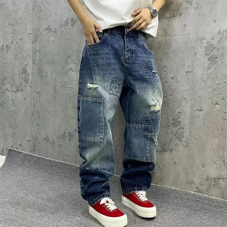 Brand Splicing Jeans Autumn Fa - Streetwear Brand Denim ulasan dan harga