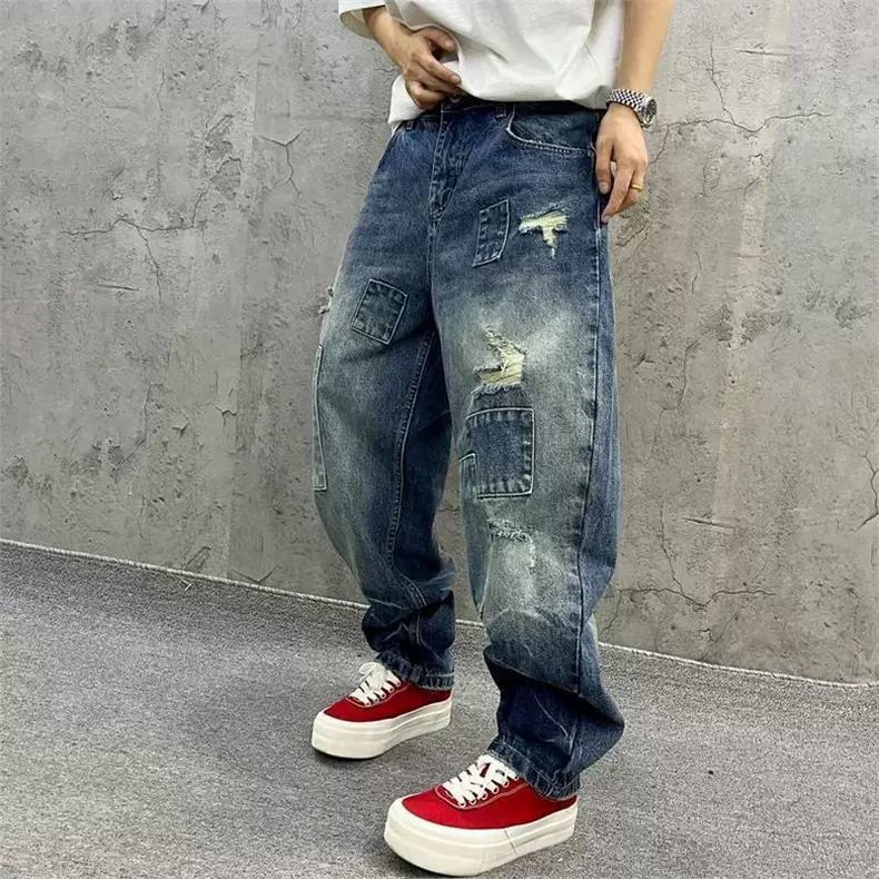 Brand Splicing Jeans Autumn Fa - Streetwear Brand Denim ulasan dan harga